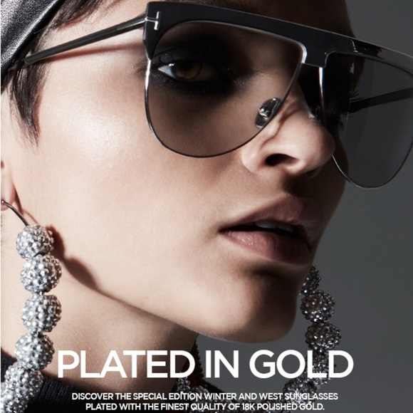Limited Edition Tom Ford Winter 18k Gold Plated Sunglasses in White Gold - Picture 2 of 13